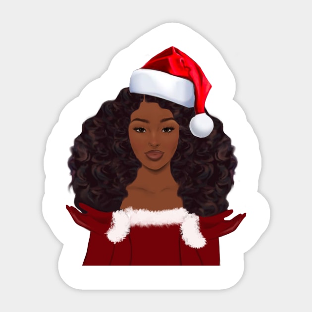 Afro Girl Santa Hat Sticker by Precious7